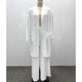 2026 Spring Summer Casual Women Two Piece Set Loose Open-front Long-sleeved Shirt And Pants Set