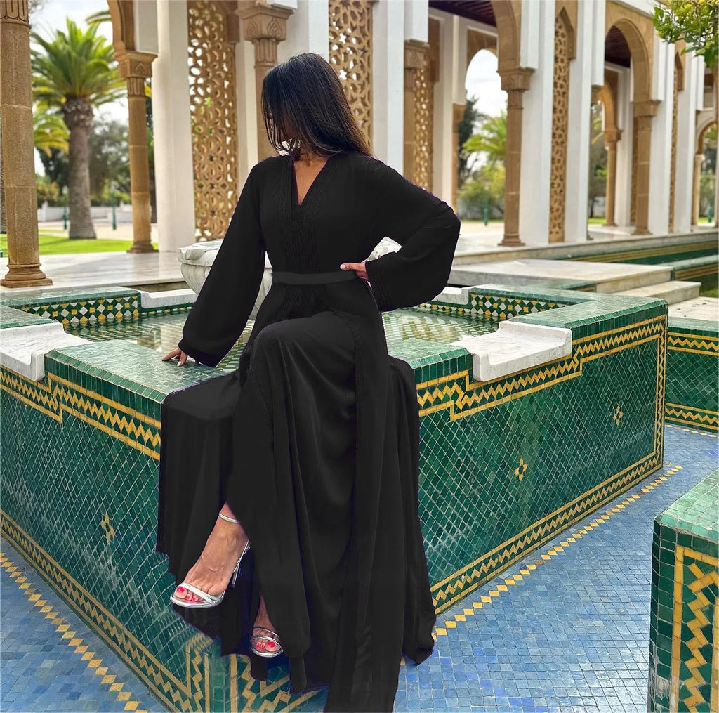 Abaya 2 Piece Set Women Eid Muslim Dresses Jalabiya Ramadan Morocco Sashes Dubai Open Abayas Kaftan Vestidos Arab Cardigan Robe - SHEFYSTYLEAbaya 2 Piece Set Women Eid Muslim Dresses Jalabiya Ramadan Morocco Sashes Dubai Open Abayas Kaftan Vestidos Arab Cardigan RobeSHEFYSTYLESHEFYSTYLE14:193;5:100014064blackSAbaya 2 Piece Set Women Eid Muslim Dresses Jalabiya Ramadan Morocco Sashes Dubai Open Abayas Kaftan Vestidos Arab Cardigan Robe