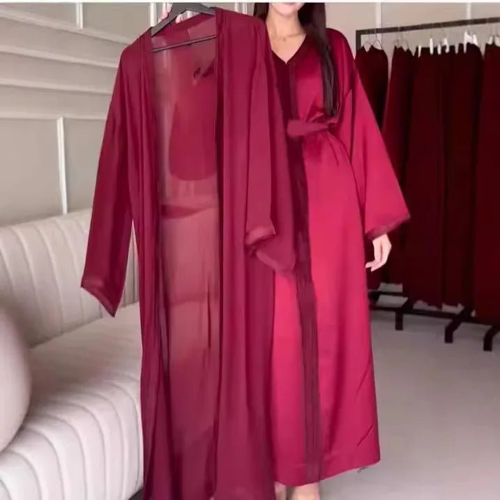 Abaya 2 Piece Set Women Eid Muslim Dresses Jalabiya Ramadan Morocco Sashes Dubai Open Abayas Kaftan Vestidos Arab Cardigan Robe - SHEFYSTYLEAbaya 2 Piece Set Women Eid Muslim Dresses Jalabiya Ramadan Morocco Sashes Dubai Open Abayas Kaftan Vestidos Arab Cardigan RobeSHEFYSTYLESHEFYSTYLE14:193;5:100014064blackSAbaya 2 Piece Set Women Eid Muslim Dresses Jalabiya Ramadan Morocco Sashes Dubai Open Abayas Kaftan Vestidos Arab Cardigan Robe