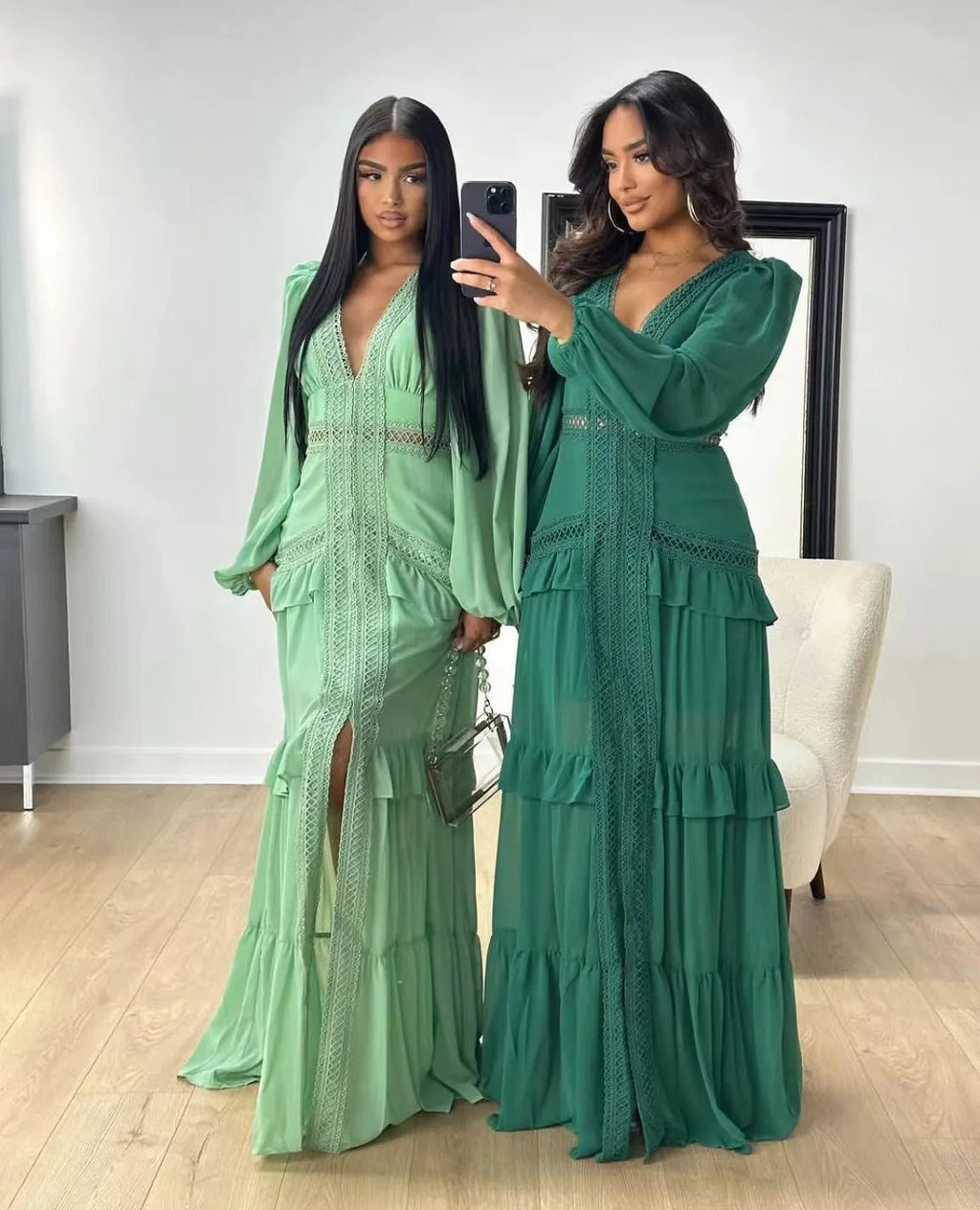 Elegant Womens Maxi Dress Ruffles Long Sleeve Hollow Out Evening Dresses Party Chic Robe Green Blue Purple New In Holiday Summer - SHEFYSTYLEElegant Womens Maxi Dress Ruffles Long Sleeve Hollow Out Evening Dresses Party Chic Robe Green Blue Purple New In Holiday SummerSHEFYSTYLESHEFYSTYLE14:1254Green;5:361385GreenLElegant Womens Maxi Dress Ruffles Long Sleeve Hollow Out Evening Dresses Party Chic Robe Green Blue Purple New In Holiday Summer