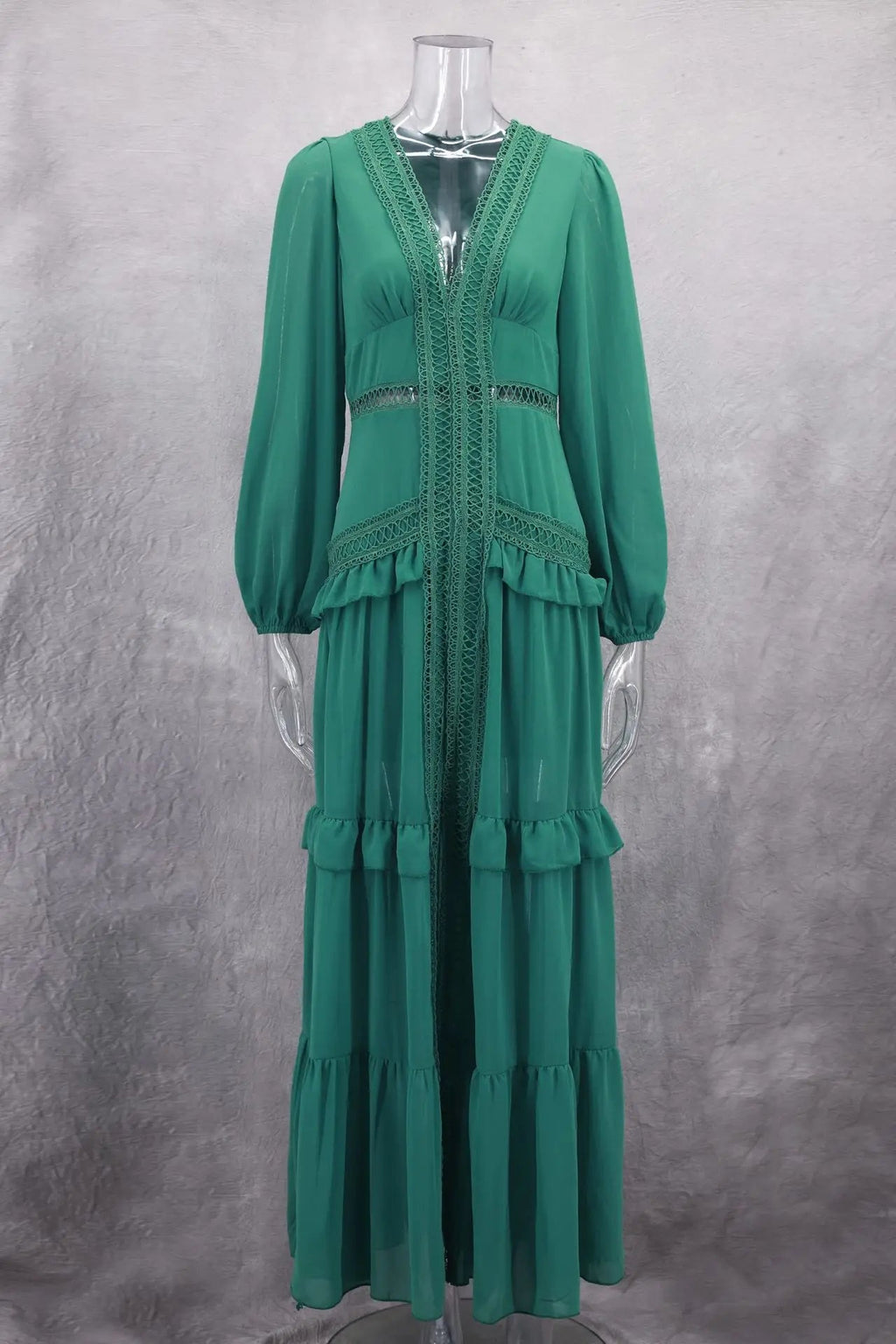 Elegant Womens Maxi Dress Ruffles Long Sleeve Hollow Out Evening Dresses Party Chic Robe Green Blue Purple New In Holiday Summer - SHEFYSTYLEElegant Womens Maxi Dress Ruffles Long Sleeve Hollow Out Evening Dresses Party Chic Robe Green Blue Purple New In Holiday SummerSHEFYSTYLESHEFYSTYLE14:1254Green;5:361385GreenLElegant Womens Maxi Dress Ruffles Long Sleeve Hollow Out Evening Dresses Party Chic Robe Green Blue Purple New In Holiday Summer