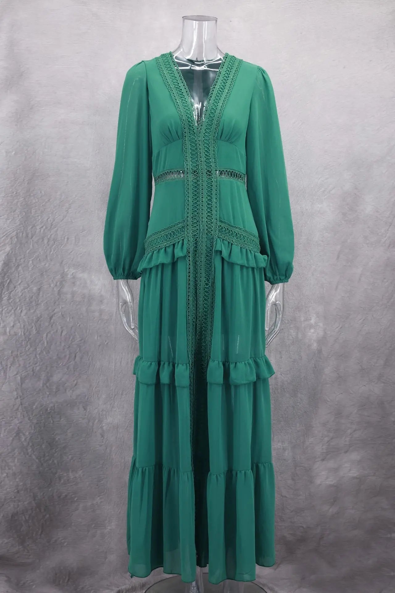 Elegant Womens Maxi Dress Ruffles Long Sleeve Hollow Out Evening Dresses Party Chic Robe Green Blue Purple New In Holiday Summer - SHEFYSTYLEElegant Womens Maxi Dress Ruffles Long Sleeve Hollow Out Evening Dresses Party Chic Robe Green Blue Purple New In Holiday SummerSHEFYSTYLESHEFYSTYLE14:1254Green;5:361385GreenLElegant Womens Maxi Dress Ruffles Long Sleeve Hollow Out Evening Dresses Party Chic Robe Green Blue Purple New In Holiday Summer