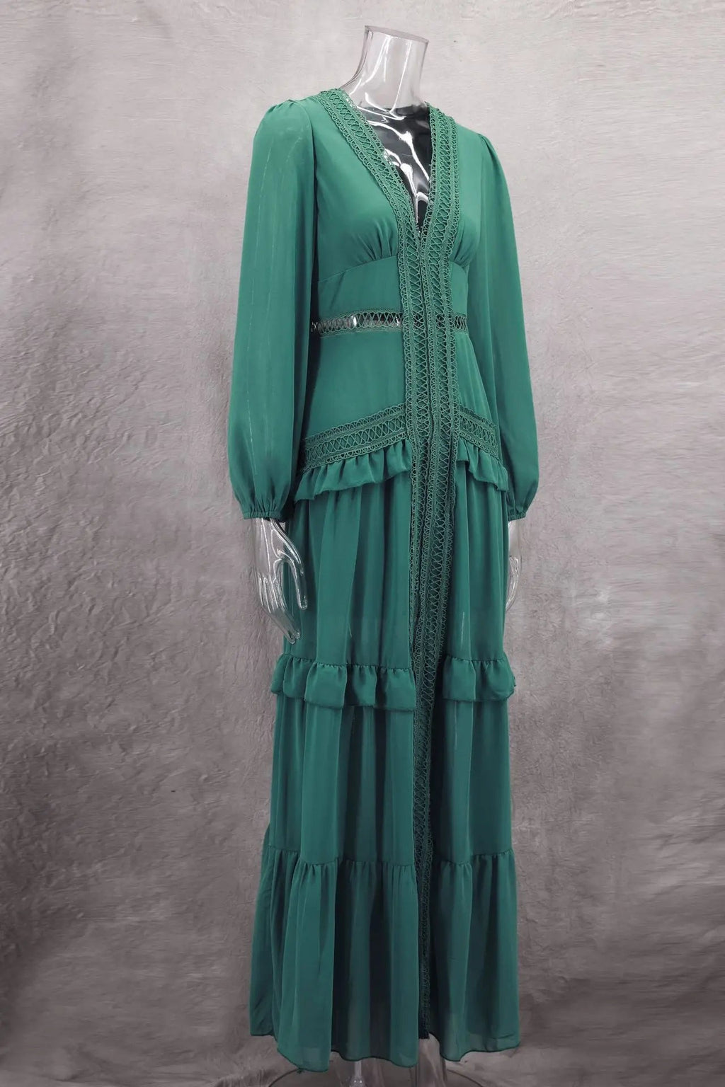 Elegant Womens Maxi Dress Ruffles Long Sleeve Hollow Out Evening Dresses Party Chic Robe Green Blue Purple New In Holiday Summer - SHEFYSTYLEElegant Womens Maxi Dress Ruffles Long Sleeve Hollow Out Evening Dresses Party Chic Robe Green Blue Purple New In Holiday SummerSHEFYSTYLESHEFYSTYLE14:1254Green;5:361385GreenLElegant Womens Maxi Dress Ruffles Long Sleeve Hollow Out Evening Dresses Party Chic Robe Green Blue Purple New In Holiday Summer