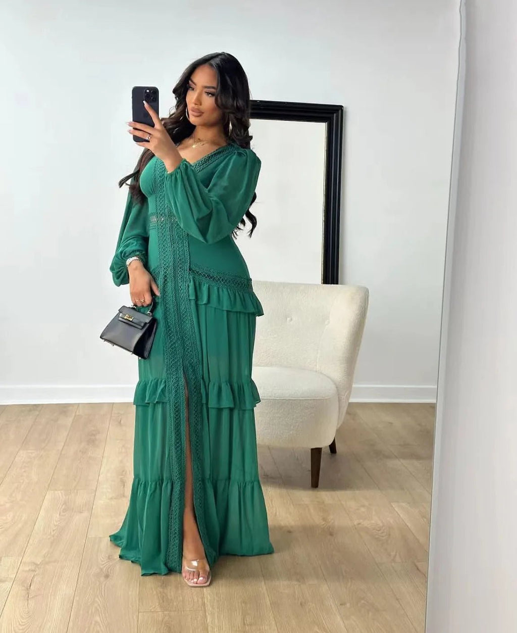 Elegant Womens Maxi Dress Ruffles Long Sleeve Hollow Out Evening Dresses Party Chic Robe Green Blue Purple New In Holiday Summer - SHEFYSTYLEElegant Womens Maxi Dress Ruffles Long Sleeve Hollow Out Evening Dresses Party Chic Robe Green Blue Purple New In Holiday SummerSHEFYSTYLESHEFYSTYLE14:1254Green;5:361385GreenLElegant Womens Maxi Dress Ruffles Long Sleeve Hollow Out Evening Dresses Party Chic Robe Green Blue Purple New In Holiday Summer