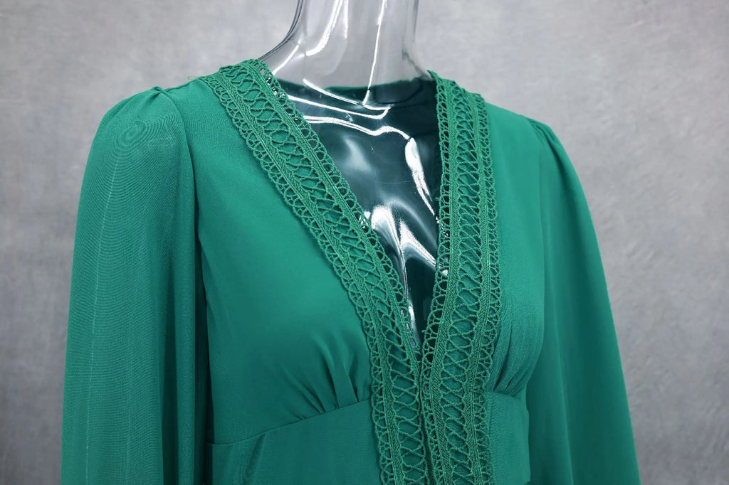 Elegant Womens Maxi Dress Ruffles Long Sleeve Hollow Out Evening Dresses Party Chic Robe Green Blue Purple New In Holiday Summer - SHEFYSTYLEElegant Womens Maxi Dress Ruffles Long Sleeve Hollow Out Evening Dresses Party Chic Robe Green Blue Purple New In Holiday SummerSHEFYSTYLESHEFYSTYLE14:1254Green;5:361385GreenLElegant Womens Maxi Dress Ruffles Long Sleeve Hollow Out Evening Dresses Party Chic Robe Green Blue Purple New In Holiday Summer