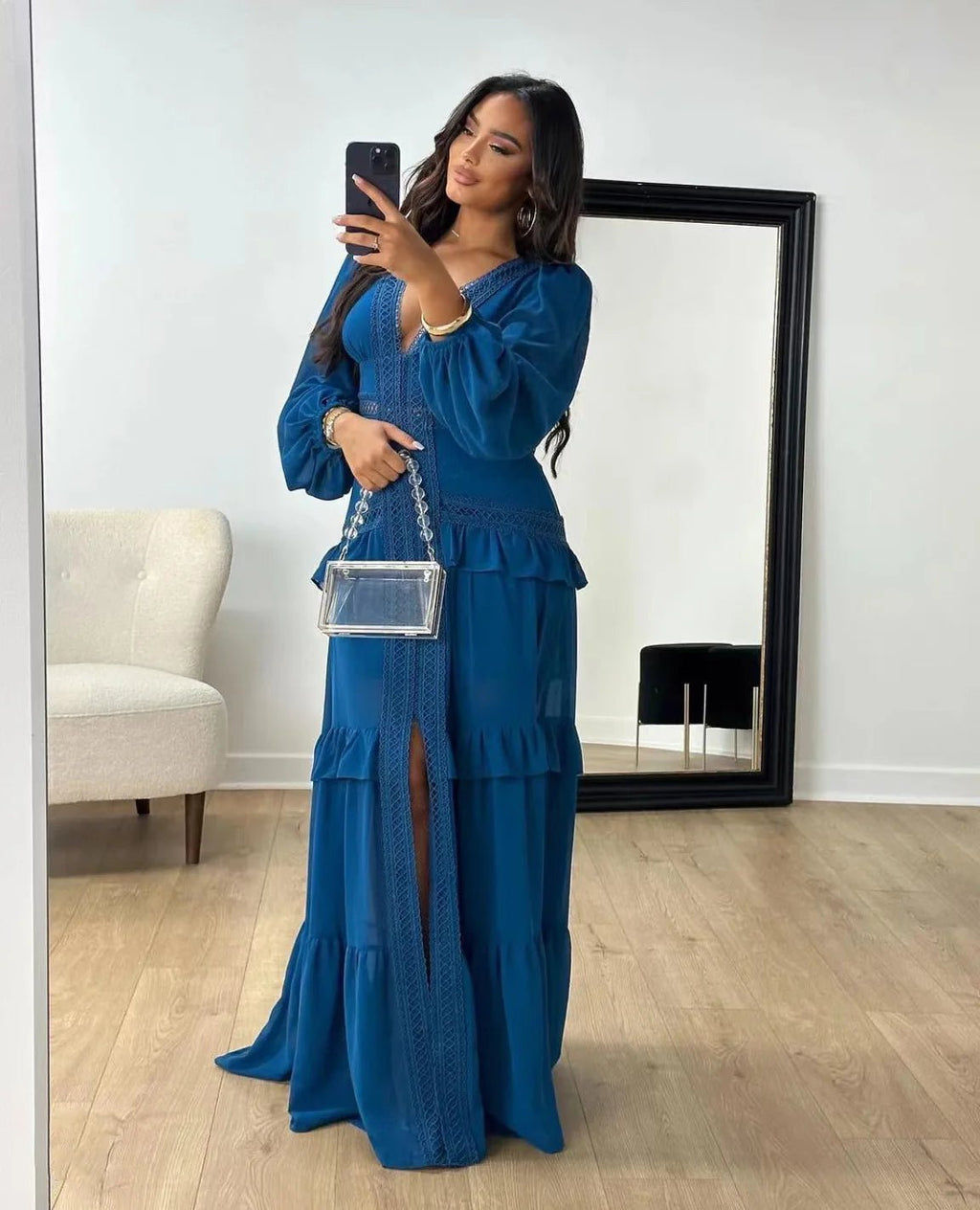 Elegant Womens Maxi Dress Ruffles Long Sleeve Hollow Out Evening Dresses Party Chic Robe Green Blue Purple New In Holiday Summer - SHEFYSTYLEElegant Womens Maxi Dress Ruffles Long Sleeve Hollow Out Evening Dresses Party Chic Robe Green Blue Purple New In Holiday SummerSHEFYSTYLESHEFYSTYLE14:1254Green;5:361385GreenLElegant Womens Maxi Dress Ruffles Long Sleeve Hollow Out Evening Dresses Party Chic Robe Green Blue Purple New In Holiday Summer