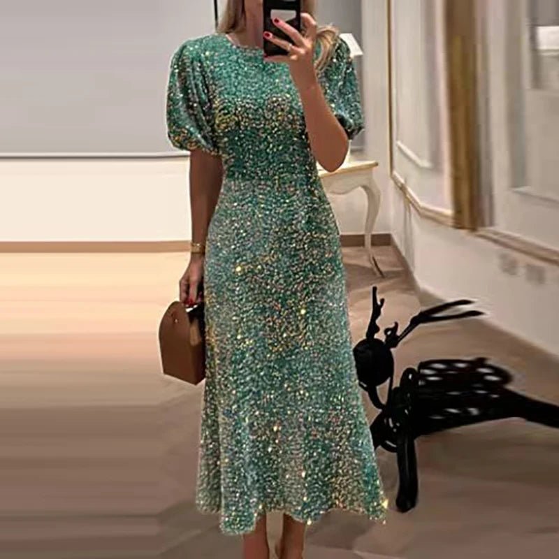 Green Fashion Glitter Sequin Shiny Party Dress Women Sexy O Neck Slim Fit Long Dress 2025 Spring Summer Puff Sleeve Boho Dresses - SHEFYSTYLEGreen Fashion Glitter Sequin Shiny Party Dress Women Sexy O Neck Slim Fit Long Dress 2025 Spring Summer Puff Sleeve Boho DressesSHEFYSTYLESHEFYSTYLE14:175As Picture;5:100014064As PictureSGreen Fashion Glitter Sequin Shiny Party Dress Women Sexy O Neck Slim Fit Long Dress 2025 Spring Summer Puff Sleeve Boho Dresses