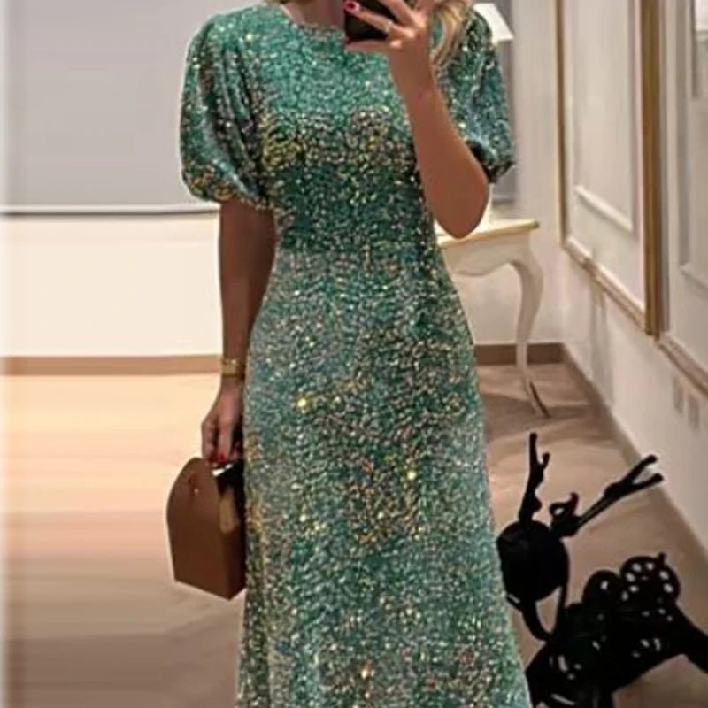 Green Fashion Glitter Sequin Shiny Party Dress Women Sexy O Neck Slim Fit Long Dress 2025 Spring Summer Puff Sleeve Boho Dresses - SHEFYSTYLEGreen Fashion Glitter Sequin Shiny Party Dress Women Sexy O Neck Slim Fit Long Dress 2025 Spring Summer Puff Sleeve Boho DressesSHEFYSTYLESHEFYSTYLE14:175As Picture;5:100014064As PictureSGreen Fashion Glitter Sequin Shiny Party Dress Women Sexy O Neck Slim Fit Long Dress 2025 Spring Summer Puff Sleeve Boho Dresses