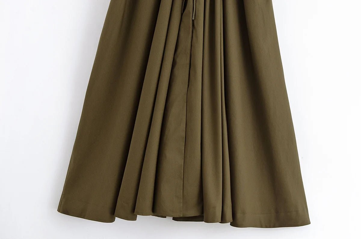 HH Women's New Fashion V-neck Pleated Down Shoulder Short Sleeve Midi Dress Female Temperament High-waist Casual Long Dress - SHEFYSTYLEHH Women's New Fashion V-neck Pleated Down Shoulder Short Sleeve Midi Dress Female Temperament High-waist Casual Long DressSHEFYSTYLESHEFYSTYLE14:193brown;5:872brownXSHH Women's New Fashion V-neck Pleated Down Shoulder Short Sleeve Midi Dress Female Temperament High-waist Casual Long Dress