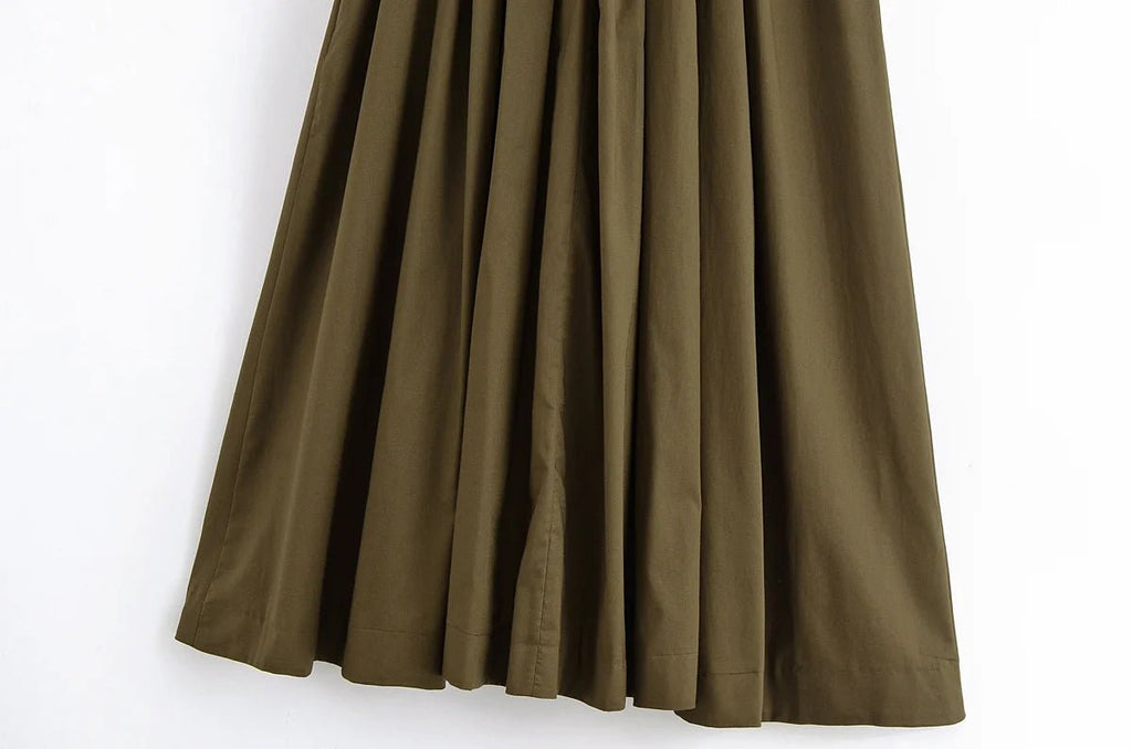 HH Women's New Fashion V-neck Pleated Down Shoulder Short Sleeve Midi Dress Female Temperament High-waist Casual Long Dress - SHEFYSTYLEHH Women's New Fashion V-neck Pleated Down Shoulder Short Sleeve Midi Dress Female Temperament High-waist Casual Long DressSHEFYSTYLESHEFYSTYLE14:193brown;5:872brownXSHH Women's New Fashion V-neck Pleated Down Shoulder Short Sleeve Midi Dress Female Temperament High-waist Casual Long Dress