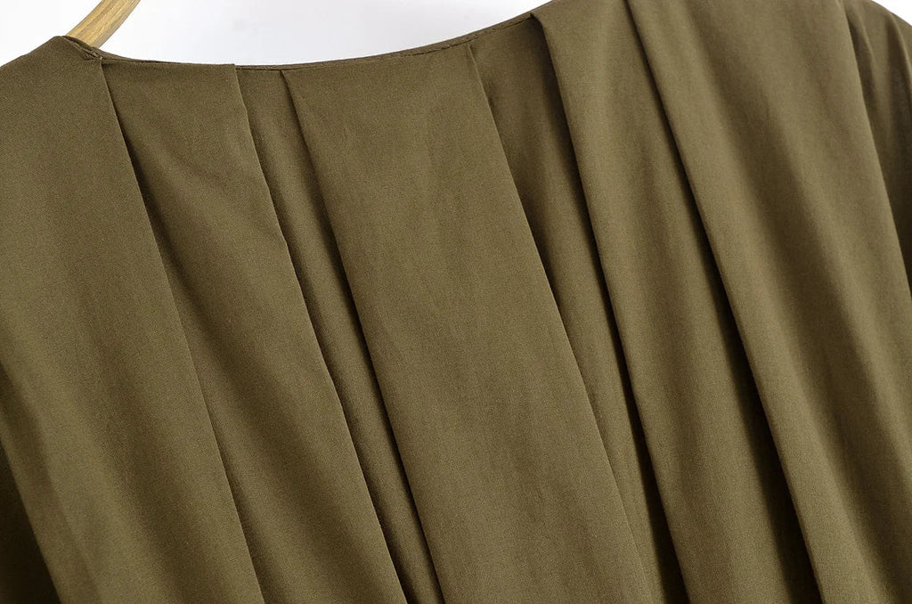 HH Women's New Fashion V-neck Pleated Down Shoulder Short Sleeve Midi Dress Female Temperament High-waist Casual Long Dress - SHEFYSTYLEHH Women's New Fashion V-neck Pleated Down Shoulder Short Sleeve Midi Dress Female Temperament High-waist Casual Long DressSHEFYSTYLESHEFYSTYLE14:193brown;5:872brownXSHH Women's New Fashion V-neck Pleated Down Shoulder Short Sleeve Midi Dress Female Temperament High-waist Casual Long Dress