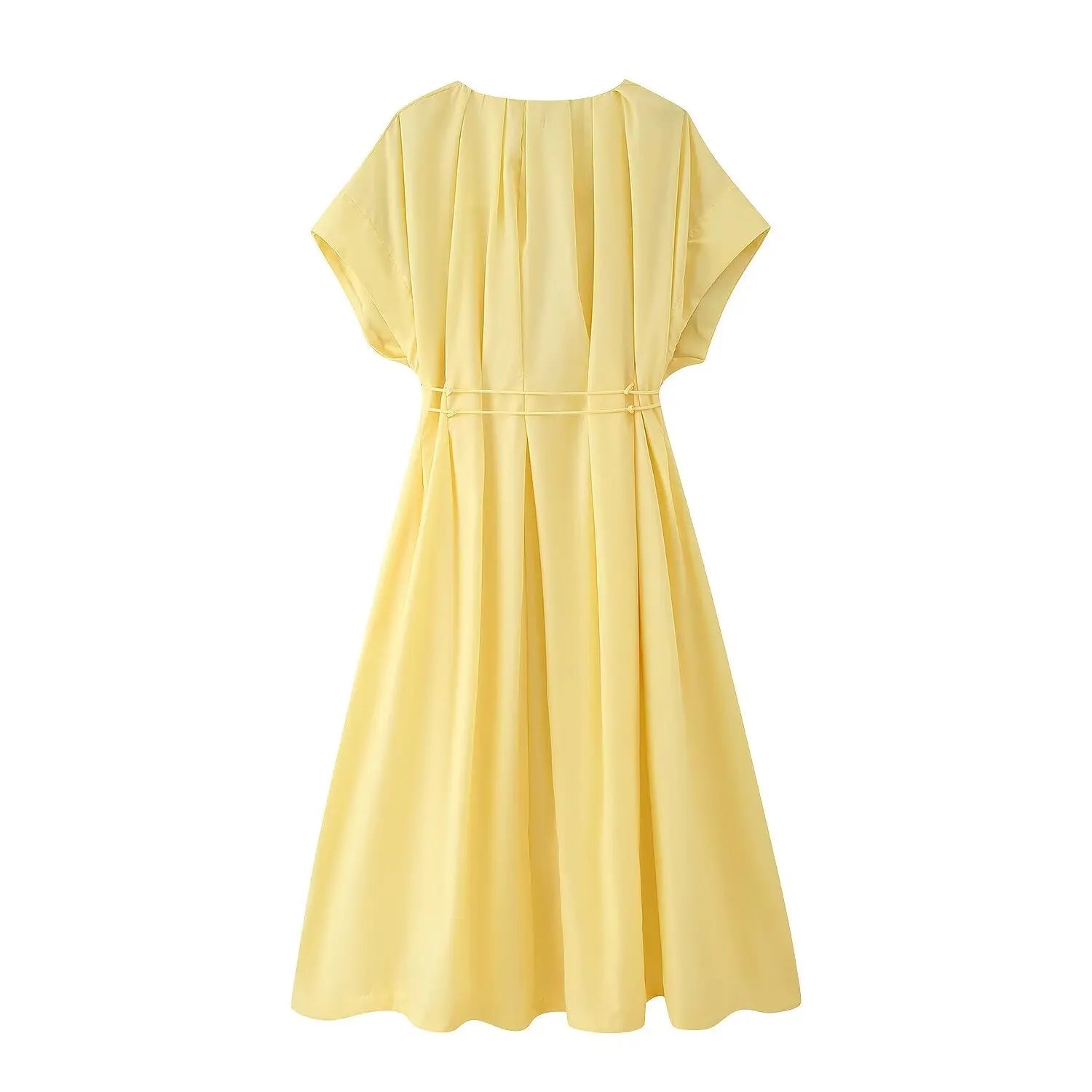 HH Women's New Fashion V-neck Pleated Down Shoulder Short Sleeve Midi Dress Female Temperament High-waist Casual Long Dress - SHEFYSTYLEHH Women's New Fashion V-neck Pleated Down Shoulder Short Sleeve Midi Dress Female Temperament High-waist Casual Long DressSHEFYSTYLESHEFYSTYLE14:193brown;5:872brownXSHH Women's New Fashion V-neck Pleated Down Shoulder Short Sleeve Midi Dress Female Temperament High-waist Casual Long Dress