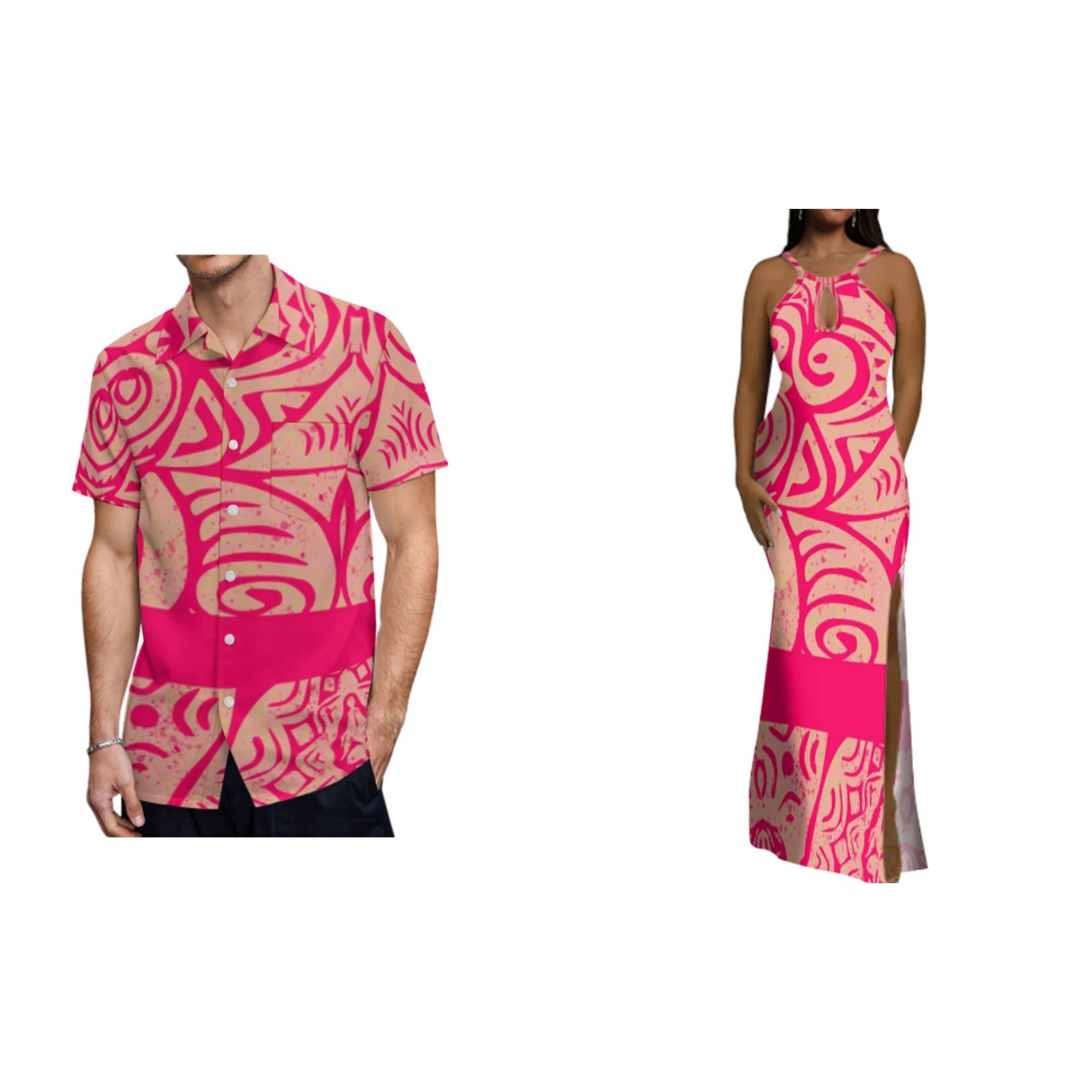 Ladies' Sleeveless Form-Fitting Dress Polynesian Floor-Length Dress Fashionable Couple Set And Men'S Beach Pocket Shirt - SHEFYSTYLELadies' Sleeveless Form-Fitting Dress Polynesian Floor-Length Dress Fashionable Couple Set And Men'S Beach Pocket ShirtSHEFYSTYLESHEFYSTYLE14:771;5:4182BeigeXXLLadies' Sleeveless Form-Fitting Dress Polynesian Floor-Length Dress Fashionable Couple Set And Men'S Beach Pocket Shirt
