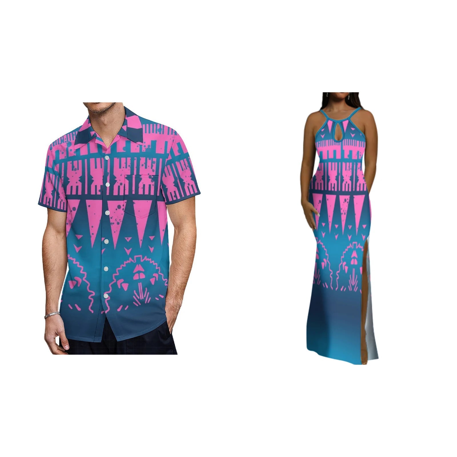 Ladies' Sleeveless Form-Fitting Dress Polynesian Floor-Length Dress Fashionable Couple Set And Men'S Beach Pocket Shirt - SHEFYSTYLELadies' Sleeveless Form-Fitting Dress Polynesian Floor-Length Dress Fashionable Couple Set And Men'S Beach Pocket ShirtSHEFYSTYLESHEFYSTYLE14:771;5:4182BeigeXXLLadies' Sleeveless Form-Fitting Dress Polynesian Floor-Length Dress Fashionable Couple Set And Men'S Beach Pocket Shirt